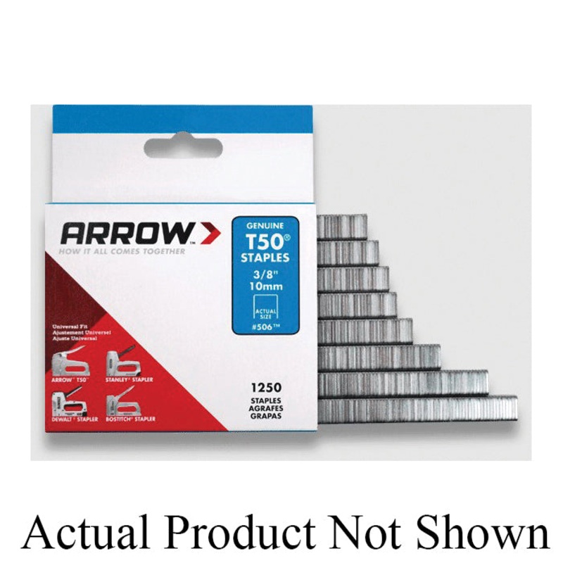 ARROW 504M1 Construction Stapler, Flat Crown, 3/8 in Crown, 1/4 in L Leg, Monel