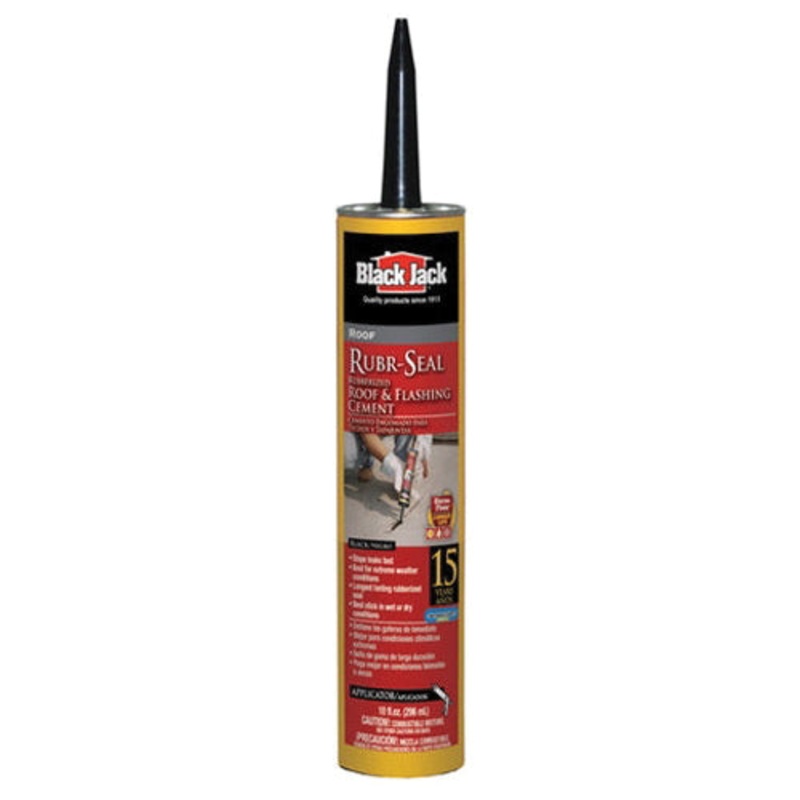Black Jack 6148-9-62 Rubberized Roof and Flashing Cement, Liquid, Black, 12 sq-ft Coverage, 10 fl-oz Tube
