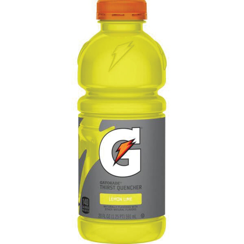 Gatorade 85520 Sport Drink, Lemon Lime Flavor, Contain Sugar, 20 oz Bottle