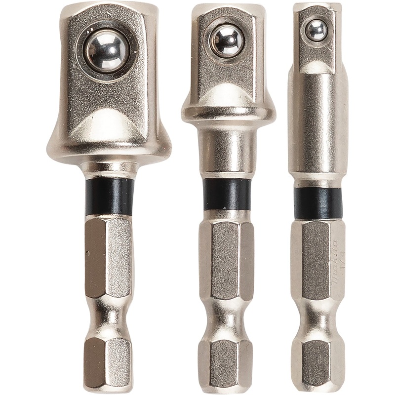 Makita Impact XPS E-01600 Socket Adapter Set, 1/4 in, 3/8 in, 1/2 in Drive, 2 in OAL, Impact Rated, 3 -Piece