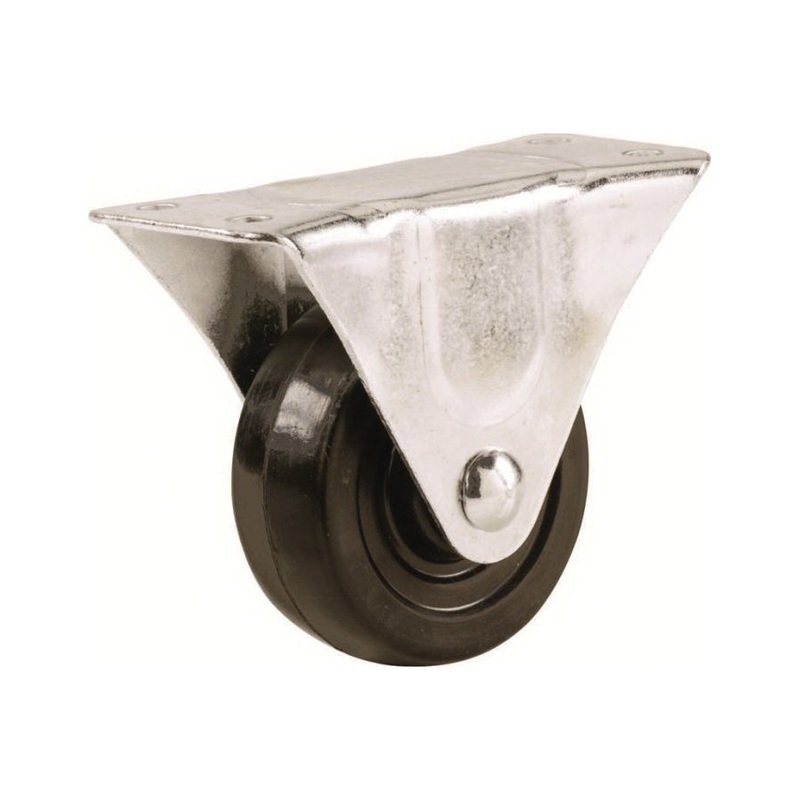 shepherd 9482 Plate Caster, Rigid Caster, 2-1/2 in Dia Wheel, 1-1/8 in W Wheel, 100 lb Load, Rubber Wheel, Black Wheel