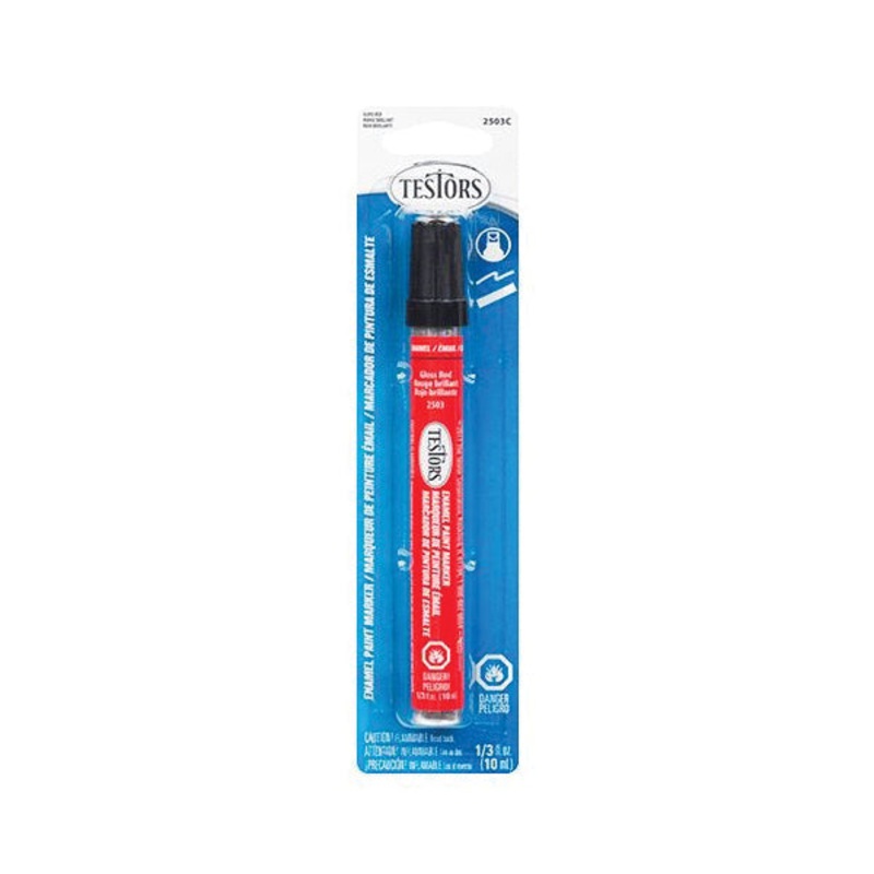 TESTORS 2503C Enamel Marker, Chisel Tip, Gloss Red Ink, Refillable