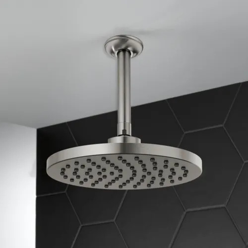 Brizo Essential 10" Raincan Shower Head, Round, Single-Function, WaterSense, 1.75 GPM, Brilliance Luxe Steel - 81398-SL