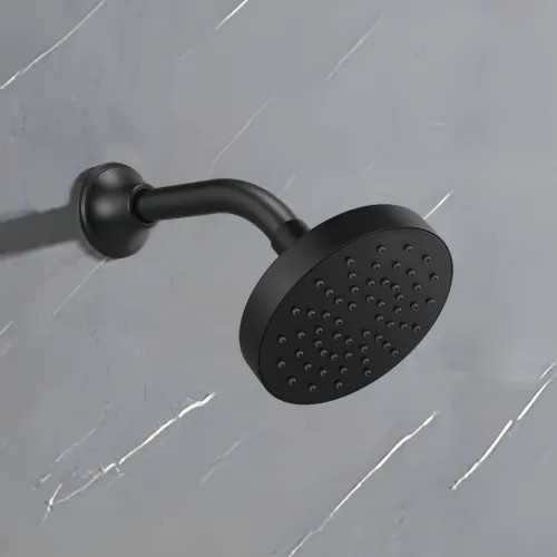 Brizo Essential 5" Wall-Mount Showerhead, Round, Single-Function, Touch-Clean, 2.5 GPM, Matte Black - 82392-BL-2.5