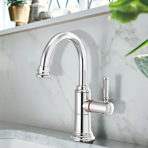 Brizo Rook Single-Handle Instant Hot Beverage Faucet, Less Tank and Filter, Lever Handle, 1.0 GPM, Polished Chrome - 61374LF-H-PC