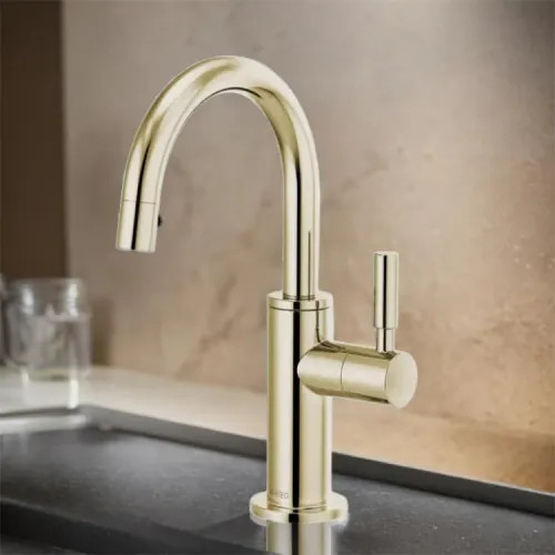 Brizo Single-Handle Cold Water Beverage Faucet with Arc Spout, DIAMOND Seal, Lever Handle, ADA, 1.5 GPM, Brilliance Polished Nickel - 61320LF-C-PN