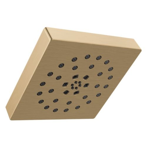 Delta 7" 4-Setting Square Shower Head, H2Okinetic, Touch-Clean, WaterSense, 1.75 GPM, Champagne Bronze - 52484-CZ