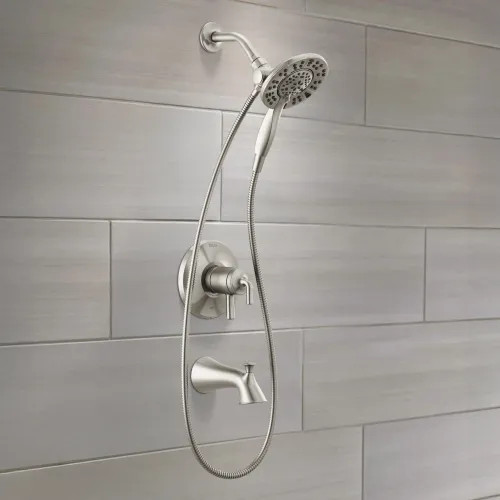 Delta Kayra Monitor 17 Series In2ition Tub & Shower Trim, Lever Handles, H2Okinetic, ADA, 1.75 GPM, Stainless - T17433-SS-I