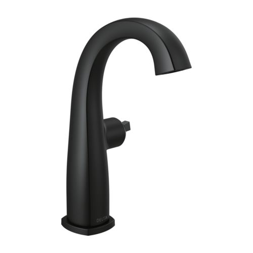 Delta Stryke 9-1/2" High-Arc Matte Black Vessel Lavatory Faucet, Less Drain, 1.2 GPM, Less Handle, DIAMOND Seal - 677-BLLHP-DST