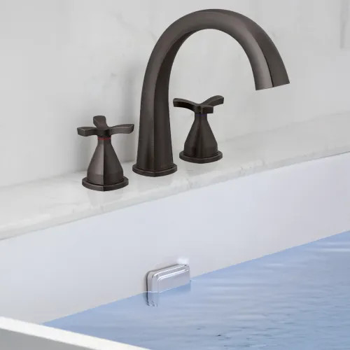 Delta Stryke Two-Handle Roman Tub Faucet Trim, High Arc Spout, Cross Handles, Venetian Bronze - T27776-RB