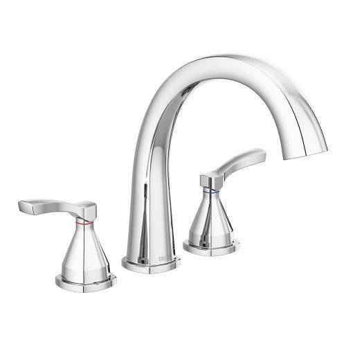Delta Stryke Two-Handle Roman Tub Faucet Trim, High Arc Spout, Lever Handles, Chrome - T2777
