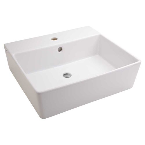American Standard Loft 19" x 17" Above Counter Fire Clay Sink w/ Center Faucet Hole, Rear Overflow, White - 0552.001.020