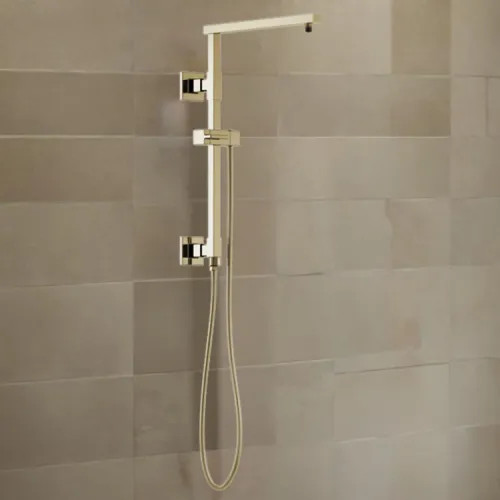 Brizo Essential 18" Linear-Square Shower Column, 15" Overhead Shower Arm, Brilliance Polished Nickel - 80099-PN