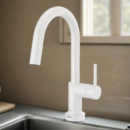 Brizo Jason Wu SmartTouch Pull-Down Bar/Prep Faucet with Arc Spout, Diamond Seal, MagneDock, Touch-Clean, 1.8 GPM, Matte White - 64975LF-MWLHP