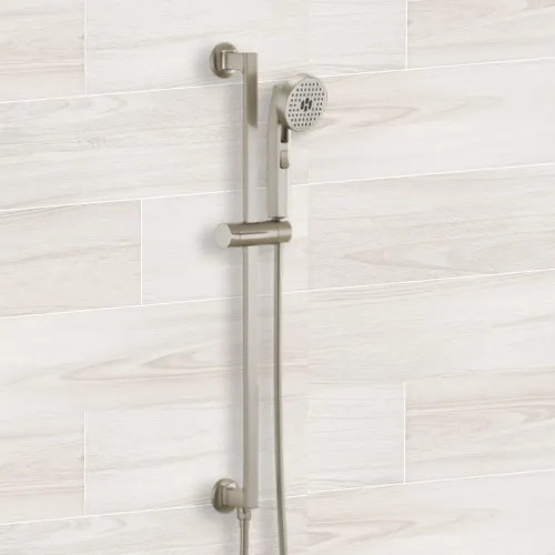 Brizo Kintsu Multi-Function Handshower with Slide Bar, Push-Button, Stretchable Hose, WaterSense, 1.75 GPM, Brilliance Luxe Nickel - 88706-NK