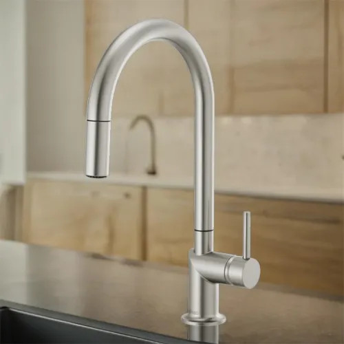 Brizo Odin Single Handle Pull-Down Kitchen Faucet with Swivel Spout, MagneDock, DIAMOND Seal, Two Function, 1.8 GPM, Brilliance Stainless - 63075LF-SSLHP
