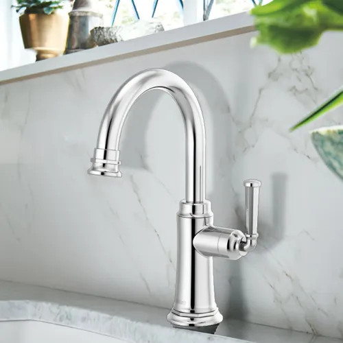 Brizo Rook Single-Handle Cold Water Beverage Faucet with Integrated Air Gap, Diamond Seal, Lever Handle, 1.5 GPM, Polished Chrome - 61374LF-C-PC
