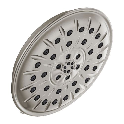 Delta Four-Setting Touch-Clean 8-1/4in Round Shower Head, WaterSense, H2Okinetic UltraSoak and PowerDrench Sprays, 1.75 GPM, Stainless - 52487-SS