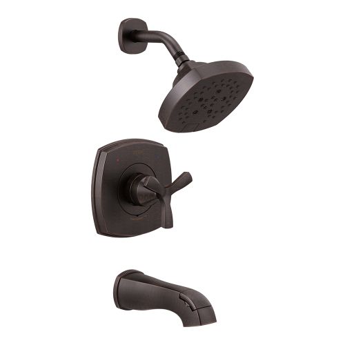 Delta Stryke Monitor 14 Series H2Okinetic Tub/Shower Faucet with Rain Showerhead, Single-Handle, 1.75 GPM, Helo Handle, Venetian Bronze - T144766-RB
