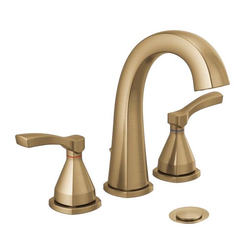 Delta Stryke Widespread Bathroom Faucet With Metal Pop-Up, Two Lever Handles, Diamond Seal, ADA, 1.2 GPM, Champagne Bronze - 35775-CZMPU-DST