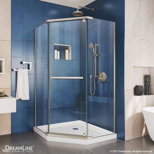 DreamLine DL-6031-04 Prism Pivot Shower Enclosure w/ 38" x 38" Base - Brushed Nickel, Clear Glass, White