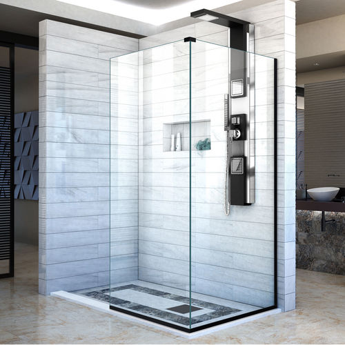 DreamLine SHDR-3230343-09 Linea Clear Glass Frameless Shower Screens - Satin Black