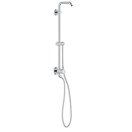 Grohe Retro-Fit 25in Wall-Mounted Diverter Shower System with Shower Arm and 59in Rotaflex Hose, StarLight Chrome - 26487000