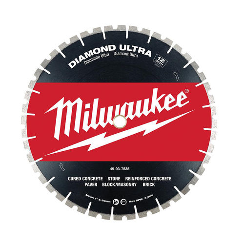 Milwaukee 12" Diamond Ultra Segmented Blade with 1" and 20mm Arbor Size For MX FUEL 14" Cut Off Saw - 49-93-7535 