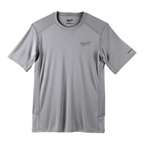 Milwaukee Gray Small WORKSKIN Lightweight Performance Shirt with Short Sleeve, Regular Fit with Sun Protection - 414G-S