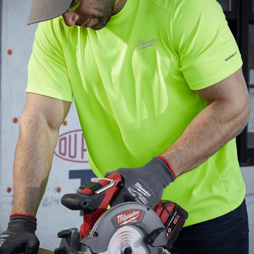Milwaukee High Visibility 2XL WORKSKIN Lightweight Performance Shirt, Short Sleeve with Sun Protection and Anti-microbial Treatment - 414HV-2X