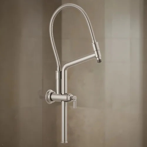 Brizo Essential 10-7/16" Slide Bar Shower Arm And Flange, Brilliance Brushed Nickel - 81376-BN
