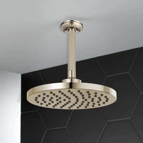 Brizo Essential 10" Raincan Shower Head, Round, Single-Function, WaterSense, 1.75 GPM, Brilliance Polished Nickel - 81398-PN