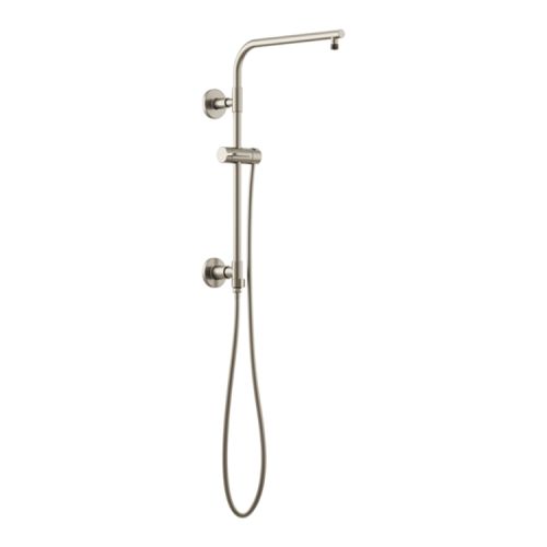 Brizo Essential 18" Euro Round Shower Column, Wall-Mount, 15" Overhead Shower Arm, Brilliance Brushed Nickel - 80092-BN