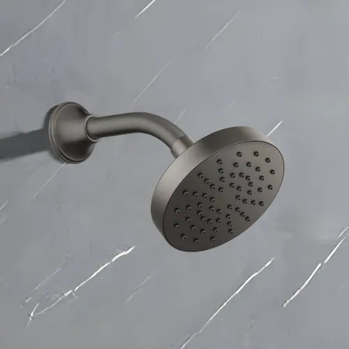 Brizo Essential 5" Wall-Mount Showerhead, Round, Single-Function, Touch-Clean, 2.5 GPM, Brilliance Luxe Steel - 82392-SL-2.5
