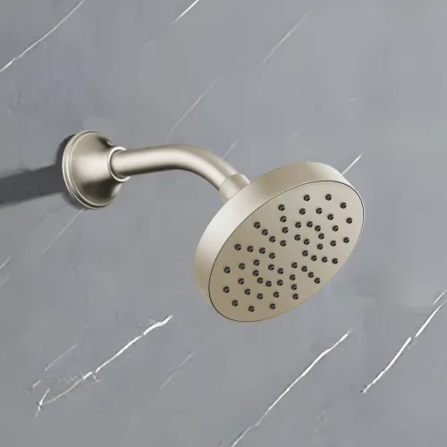 Brizo Essential 5" Wall-Mount Showerhead, Round, Single-Function, Touch-Clean, 2.5 GPM, Brilliance Polished Nickel - 82392-PN-2.5