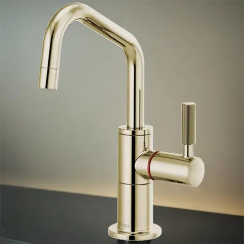 Brizo Litze Instant Hot Water Faucet with Angled Spout and Knurled Handle, 1.0 GPM, Brilliance Polished Nickel - 61363LF-H-PN