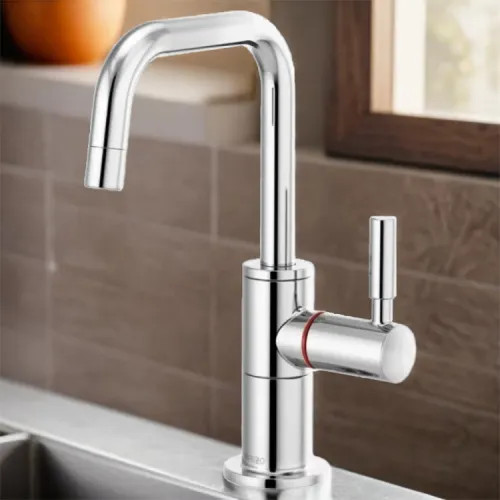 Brizo Odin Single-Handle Instant Hot Water Faucet with Square Spout, Deck Mount, ADA, 1.0 GPM, Polished Chrome - 61365LF-H-PC