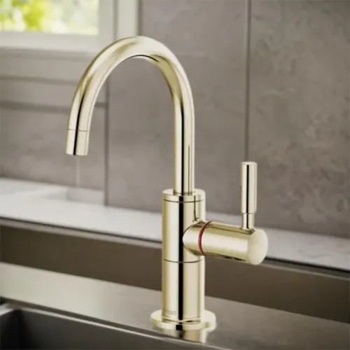 Brizo Single-Handle Instant Hot Water Faucet w/ Arc Spout, 1.0 GPM, Brilliance Polished Nickel - 61320LF-H-PN