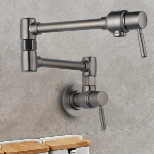 Brizo Two-Handle Wall-Mount Pot Filler with Dual-Jointed Swing Spout, 4 GPM, Brilliance Luxe Steel - 62820LF-SL