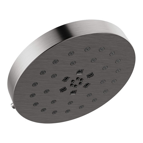 Delta 8in H2Okinetic Four-Setting Round Shower Head with UltraSoak, Wall-Mount, 1.75 GPM, Touch-Clean Nozzles, WaterSense, Black Stainless - 52488-KS
