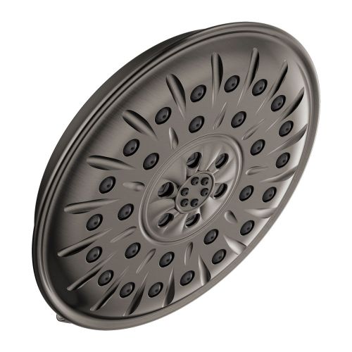Delta Four-Setting Touch-Clean 8-1/4in Round Shower Head, WaterSense, H2Okinetic UltraSoak and PowerDrench Sprays, 1.75 GPM, Black Stainless - 52487-KS