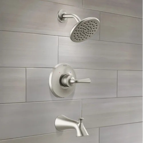 Delta Kayra Monitor 14 Series Tub & Shower Trim, Touch-Clean, Lever Handle, ADA, 1.75 GPM, Stainless - T14433-SS