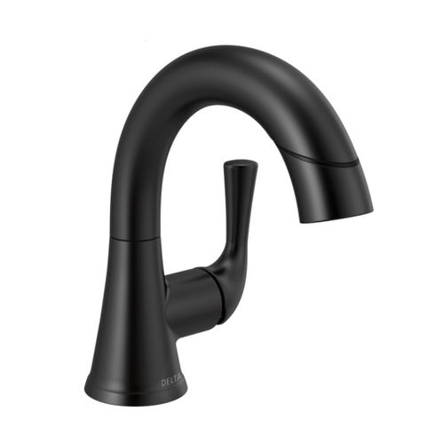 Delta Kayra Single-Handle Pull-Down Bathroom Faucet, Deck Mount, 1.2 GPM, Matte Black - 533LF-BLPDMPU