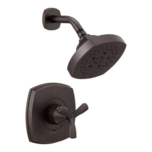 Delta Stryke Monitor 14 Series Single-Handle H2Okinetic Shower Faucet with 5-Setting Showerhead, 1.75 GPM, Helo Handle, Venetian Bronze - T142766-RB