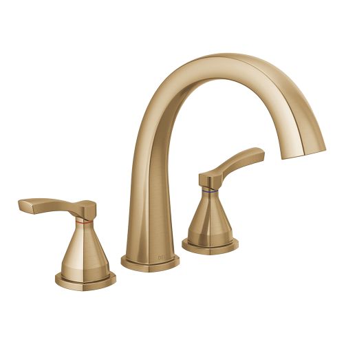 Delta Stryke Two-Handle Roman Tub Faucet Trim, High Arc Spout, Lever Handles, Champagne Bronze - T2777-CZ