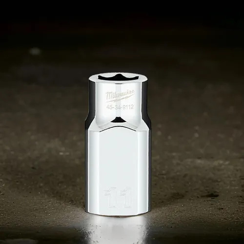 Milwaukee 11mm Metric 6-Point Socket with 1/2" Drive and FOUR FLAT Sides - 45-34-9112 