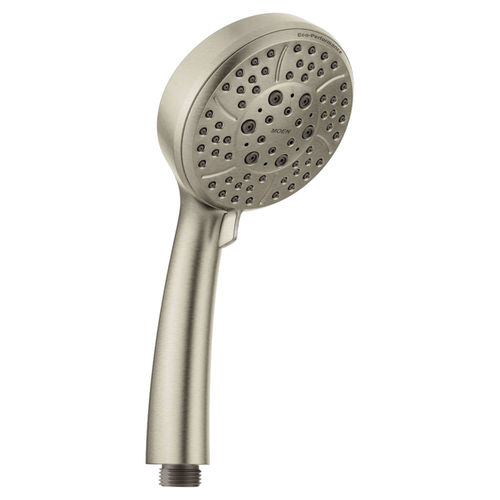 Moen 4in Four-Function Replacement Handheld Shower Only, Round, Eco-Performance, 2.0 GPM, Double Check Valves, Brushed Nickel - CL164928BN
