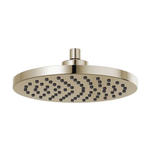 Brizo Essential 10 Raincan Shower Head, Single-Function, Full Spray, 2.5 GPM, WaterSense, Brilliance Polished Nickel - 81398-PN-2.5