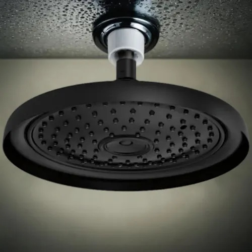 Brizo Essential 11" Classic Raincan Shower Head, Single-Function, Full Spray, 2.5 GPM, Matte Black - 83310-BL-2.5