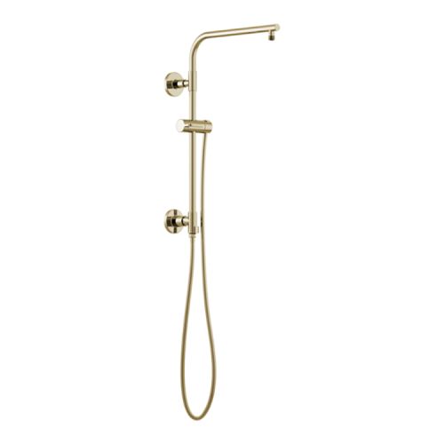 Brizo Essential 18" Euro Round Shower Column, Wall-Mount, 15" Overhead Shower Arm, Brilliance Polished Nickel - 80092-PN